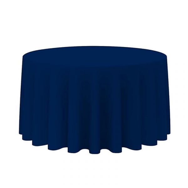 Round Linen Navy Blue